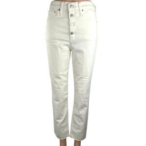 J.Crew Women's White High Rise Vintage Straight Button Fly Denim Jeans Size 27